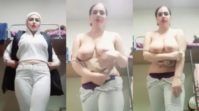 Cute Red Lipstick Babe Playing with Boobs Watch